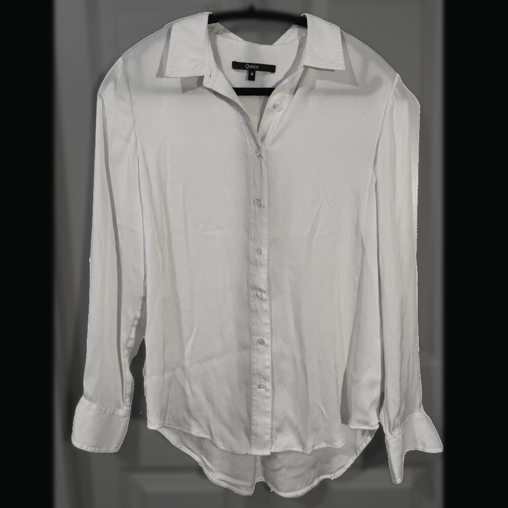 Quince Women's Long Sleeve 100% Organic Cotton Poplin Shirt Size M